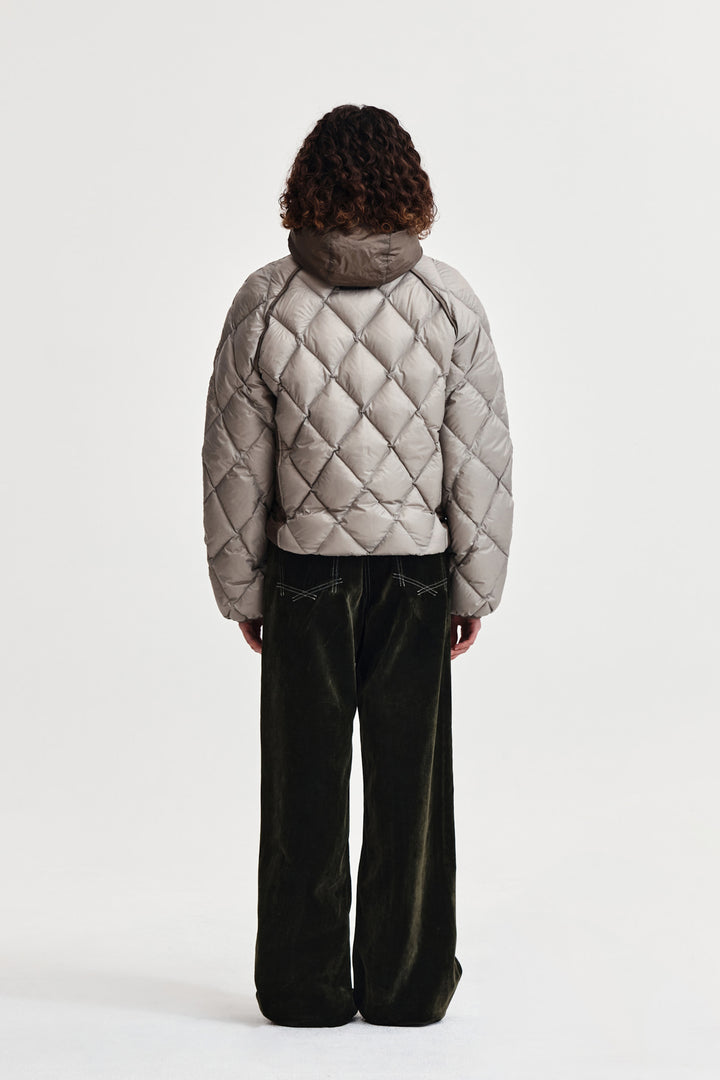 Matin Kim Quilting Hoody Lightweight Jumper — Beige