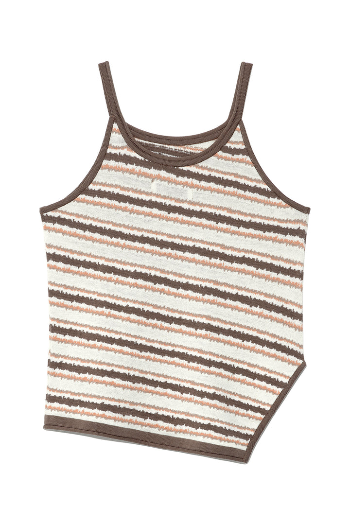 Matin Kim Multi Stripe Sleeveless Knit Top — Brown