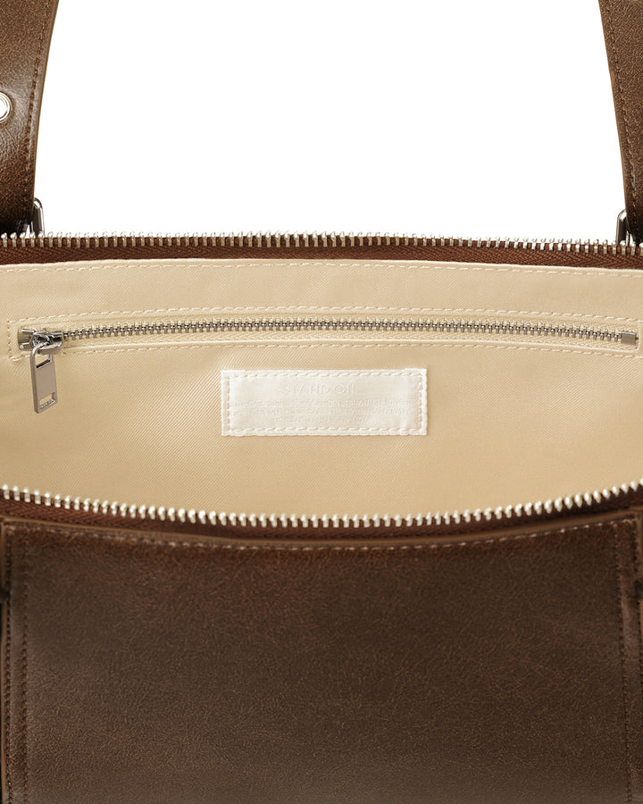 Stand Oil Boat Bag — Glossy Shoulder Crossbody — Brown