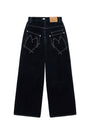 Matin Kim Reverse Velvet Wide Denim — Navy blue