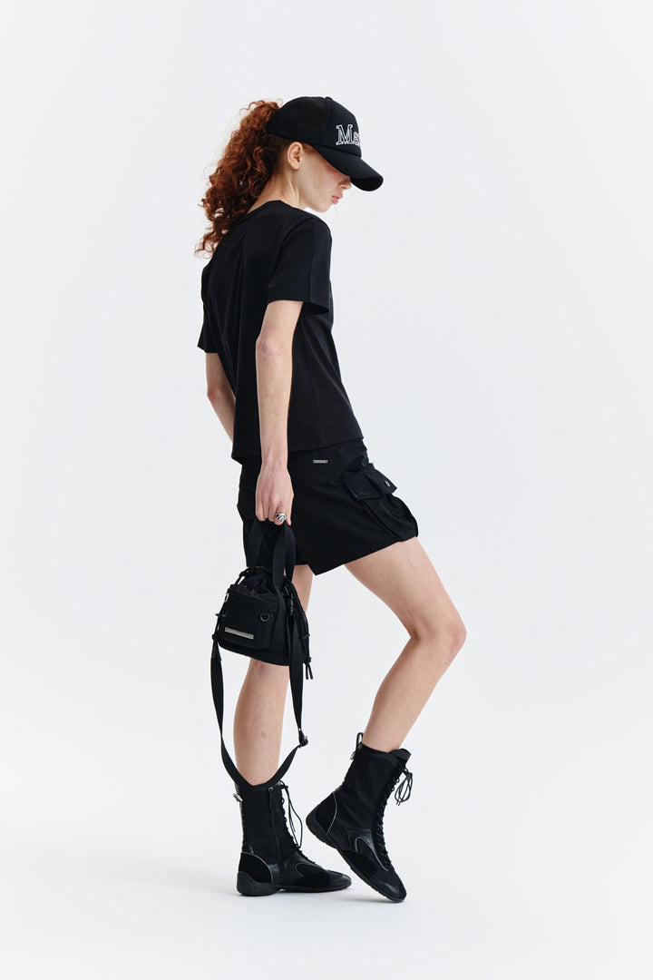Matin Kim Logo Point Lettering Graphic Top — Black