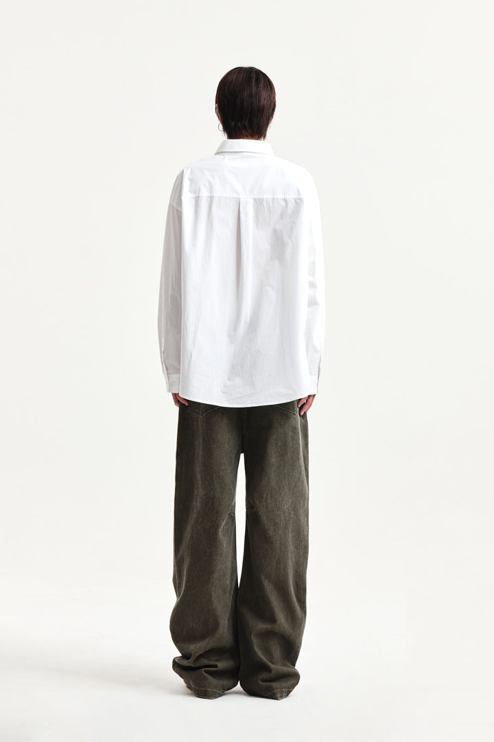 Matin Kim Embroidery Small Logo Shirt — White