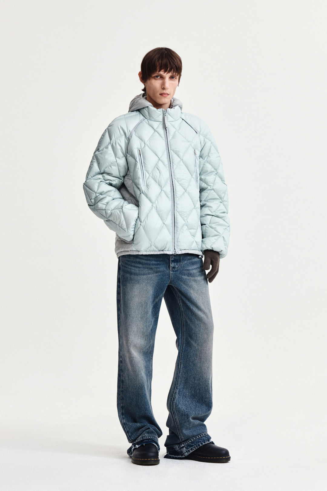 Matin Kim Quilting Hoody Lightweight Jumper — Mint