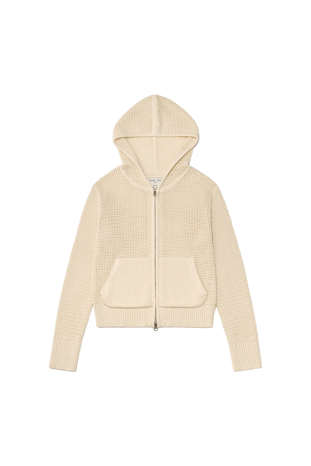 Matin Kim Two Tone Mesh Knit Hoody — Ivory