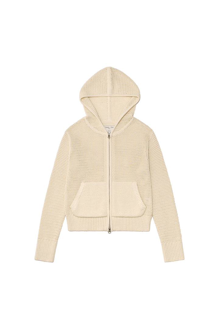 Matin Kim Two Tone Mesh Knit Hoody — Ivory
