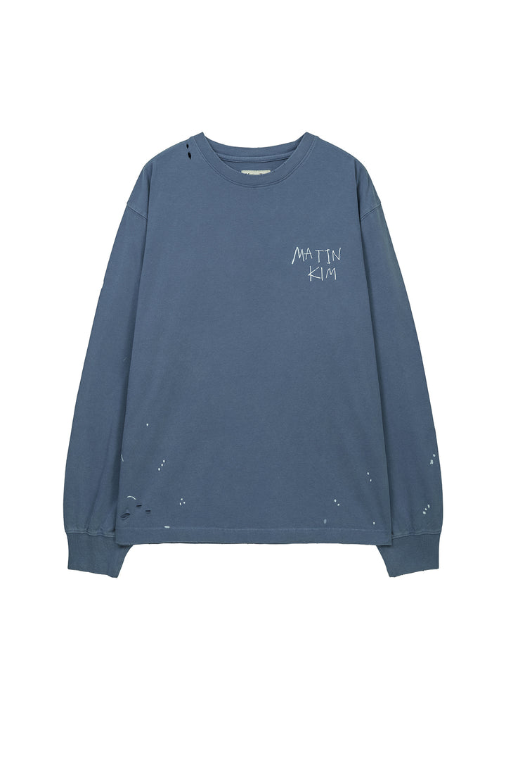 Matin Kim Vintage Washed Logo Top — Blue