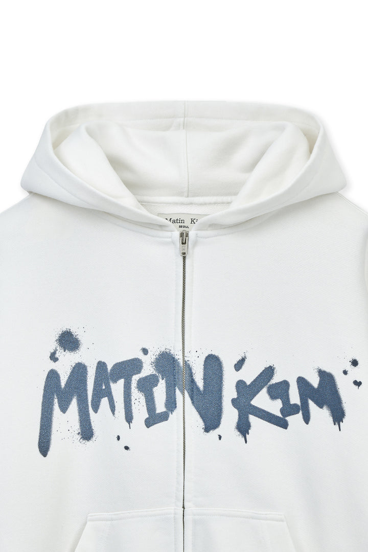 Matin Kim Graffiti Logo Zip Hoodie — White