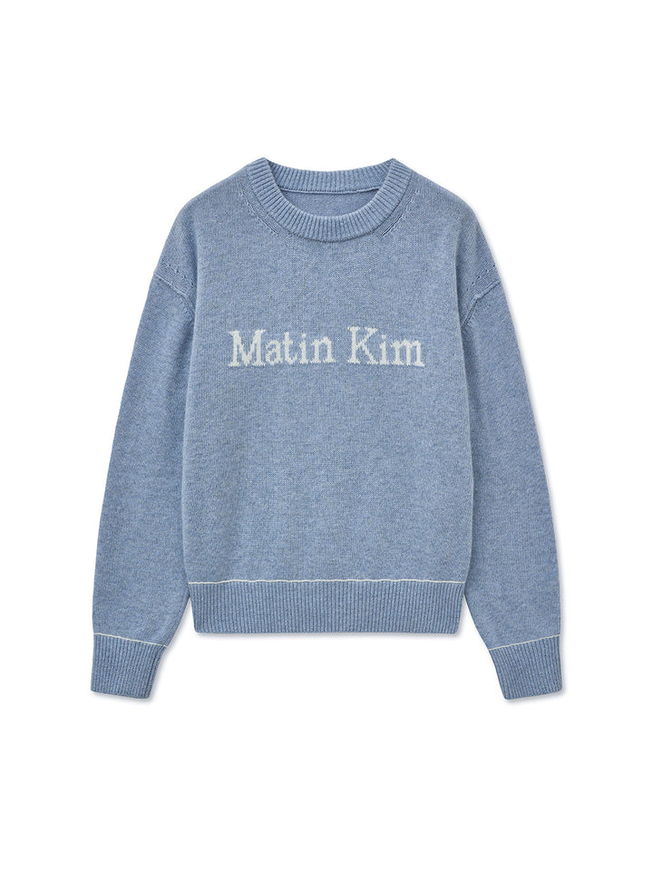 Matin Kim Color Trim Line Logo Pullover — Ivory