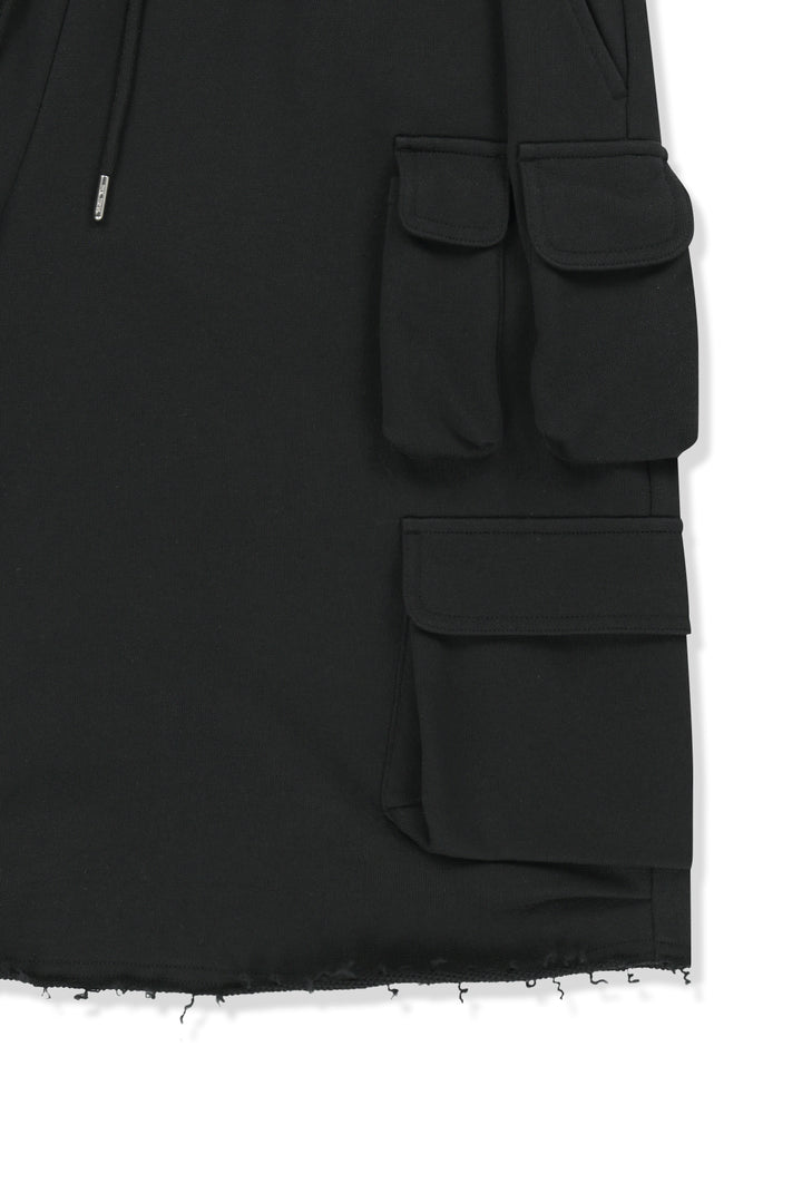 Matin Kim Terry Utility Pocket Bermuda — Black