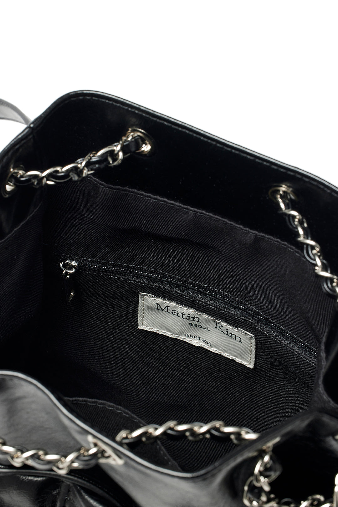 Matin Kim Draw String Ribbon Back Pack — Black
