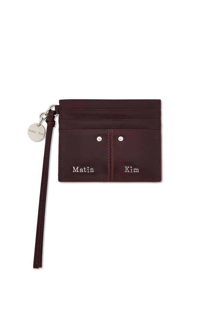 Matin Kim Steel Logo Rivet Card Wallet — Wine