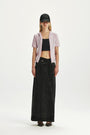 KIMMATIN Waist Point Denim Maxi Skirt — Black