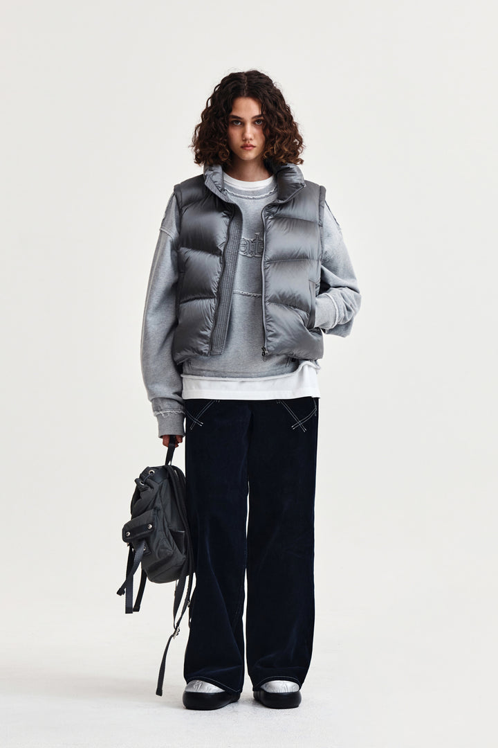 Matin Kim Unbalance Quilted Down Vest — Gray