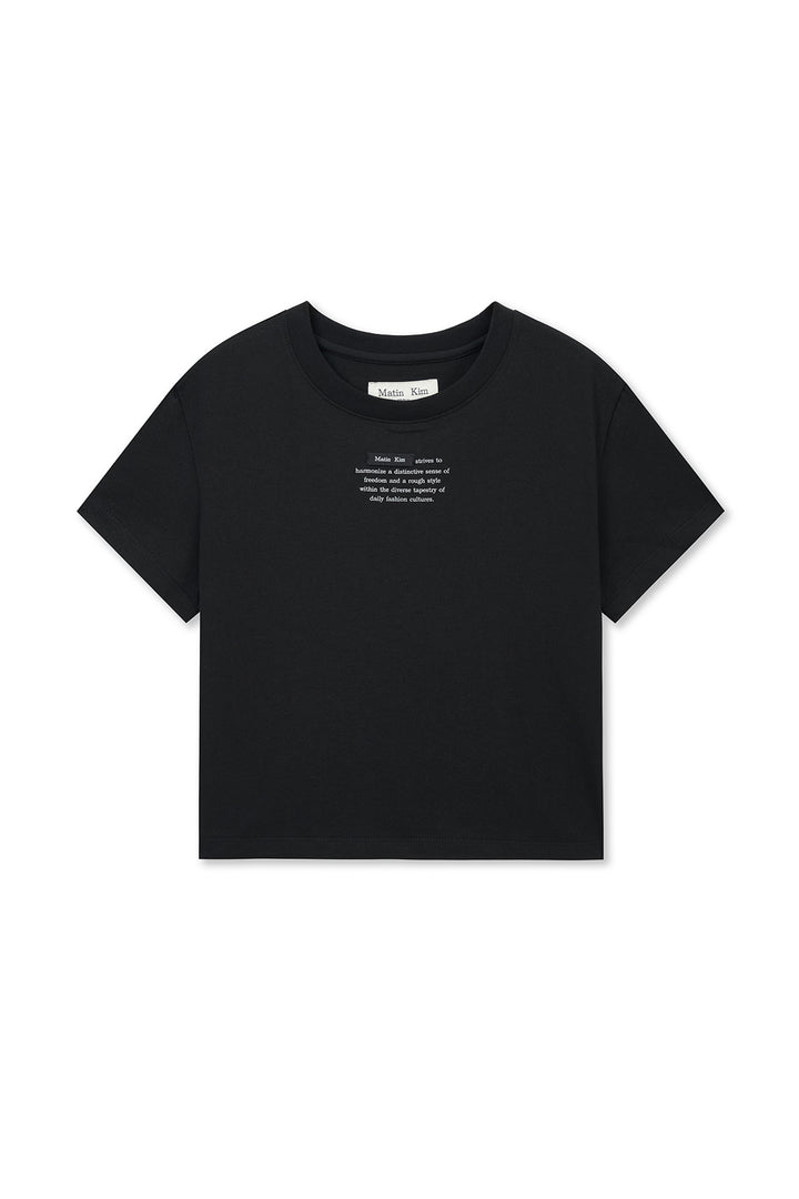 Matin Kim Label Point Lettering Crop Top — Black