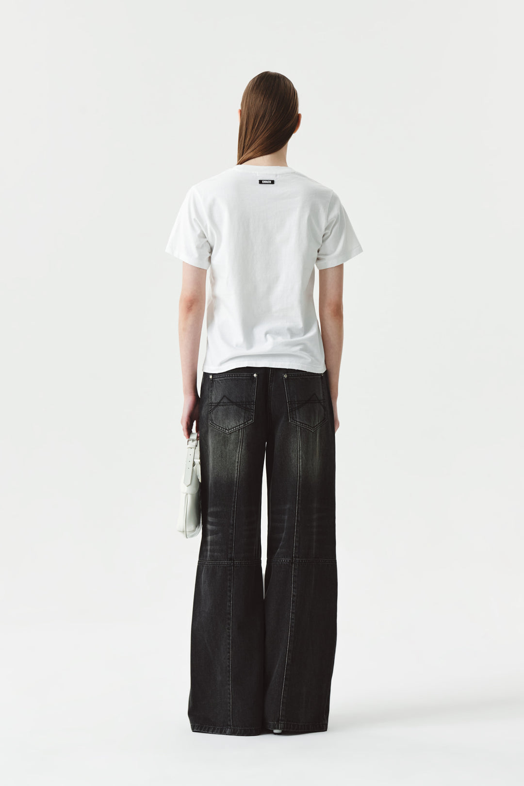 KIMMATIN Knee Point Wide Denim Pants — Gray