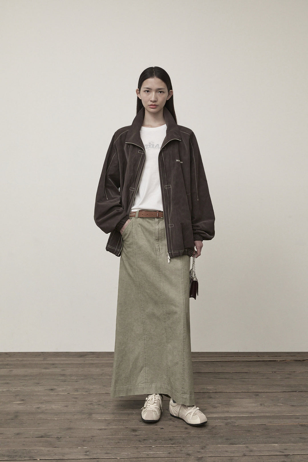 Matin Kim Stitch Point High Neck Jumper — Brown