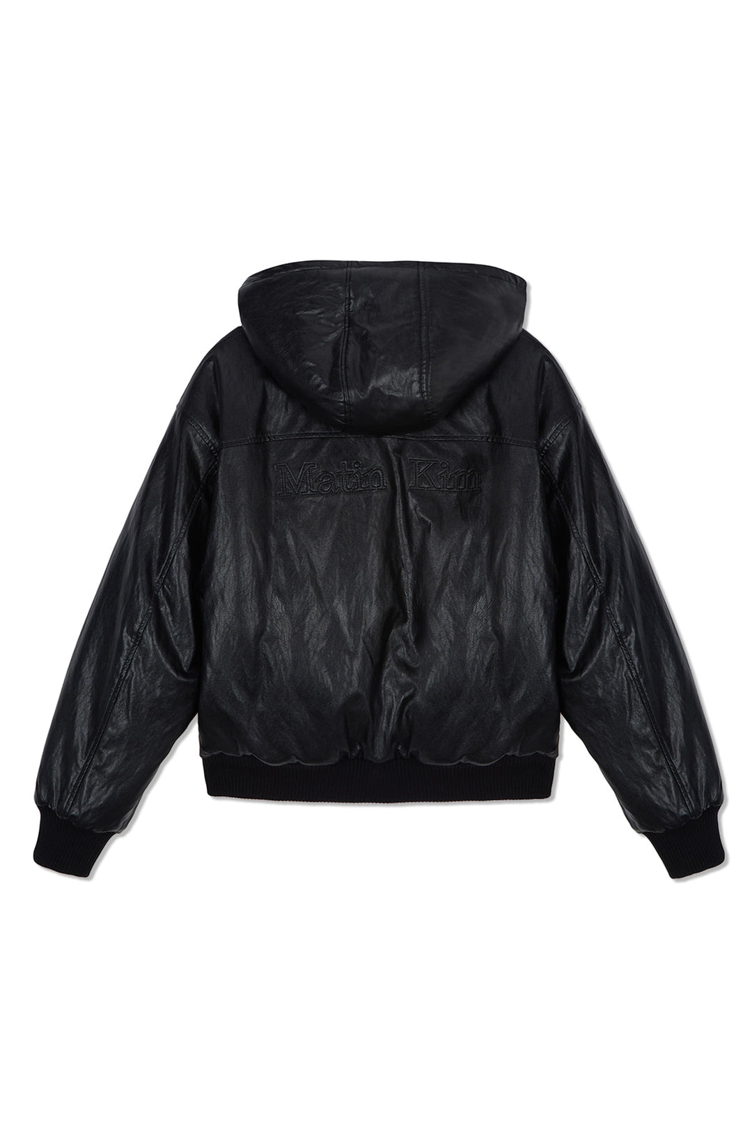 Matin Kim Faux Leather Zip-Up Hoody — Black