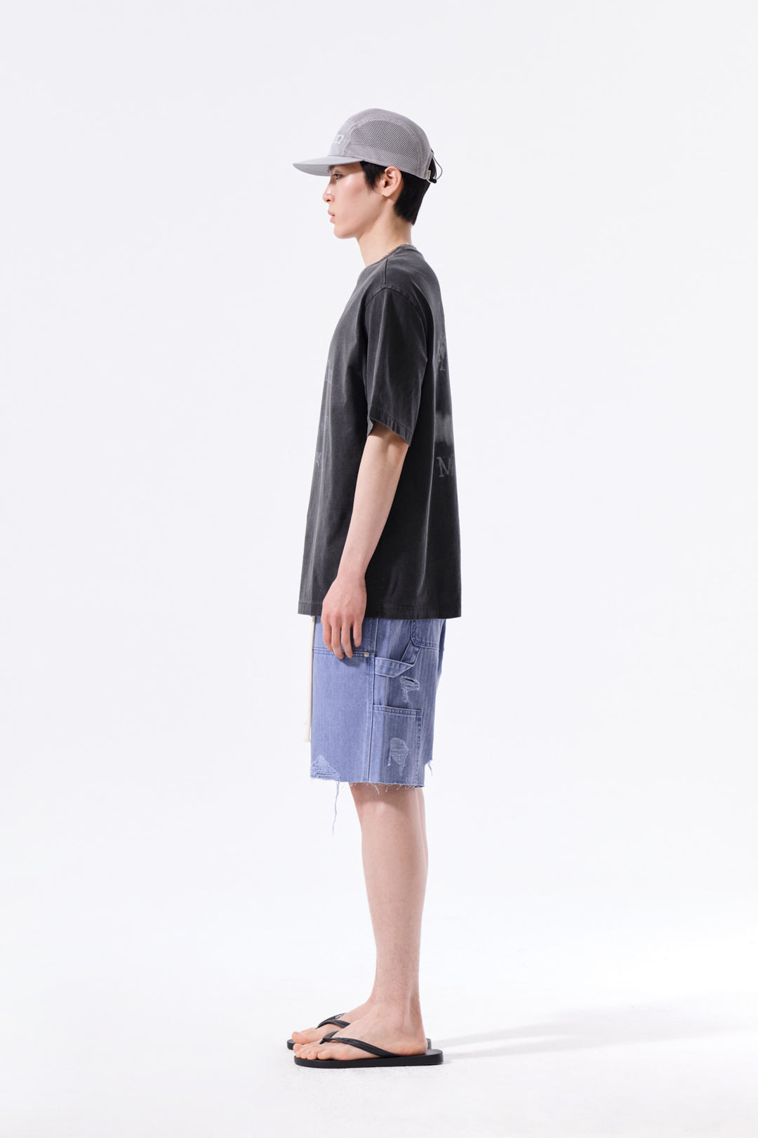 Matin Kim Pigment Graffiti Logo Tee — Charcoal