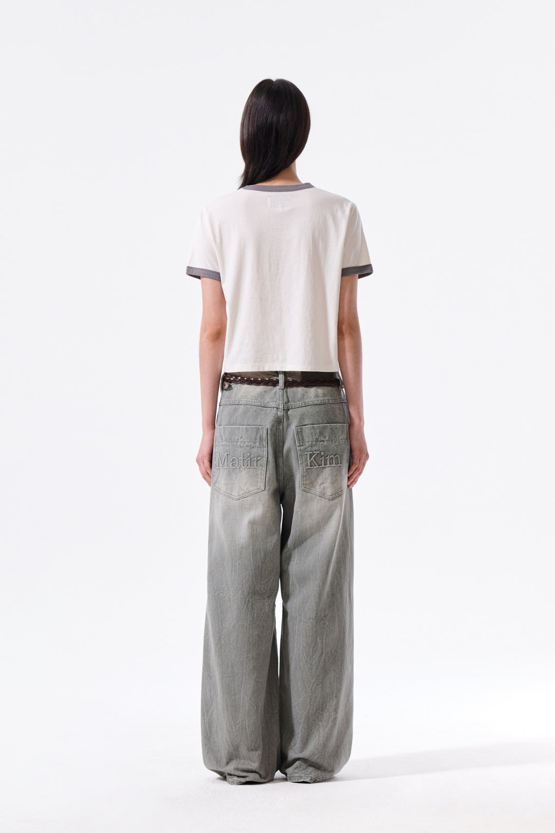Matin Kim Logo Ringer Crop Top — Cream