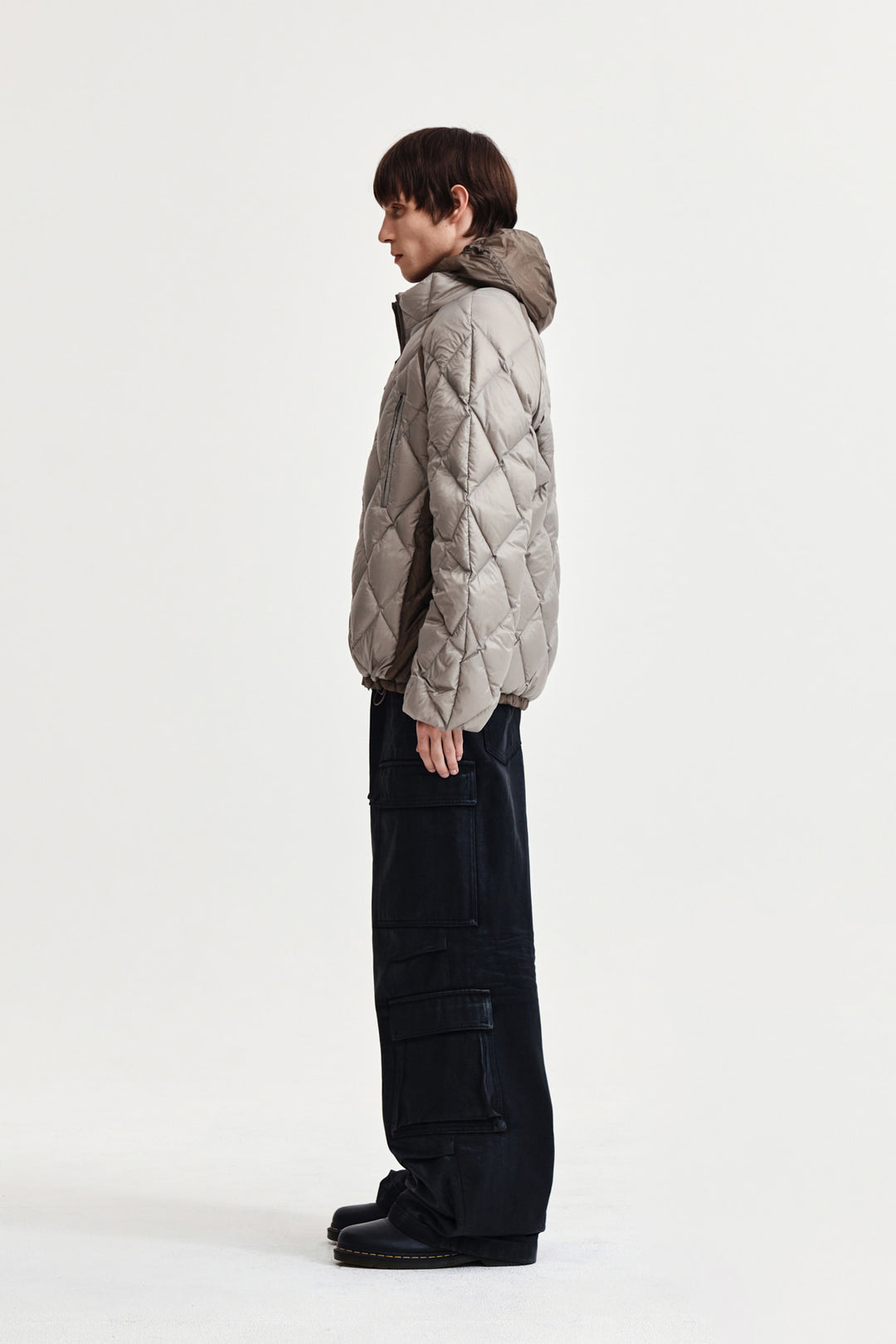 Matin Kim Quilting Hoody Lightweight Jumper — Beige