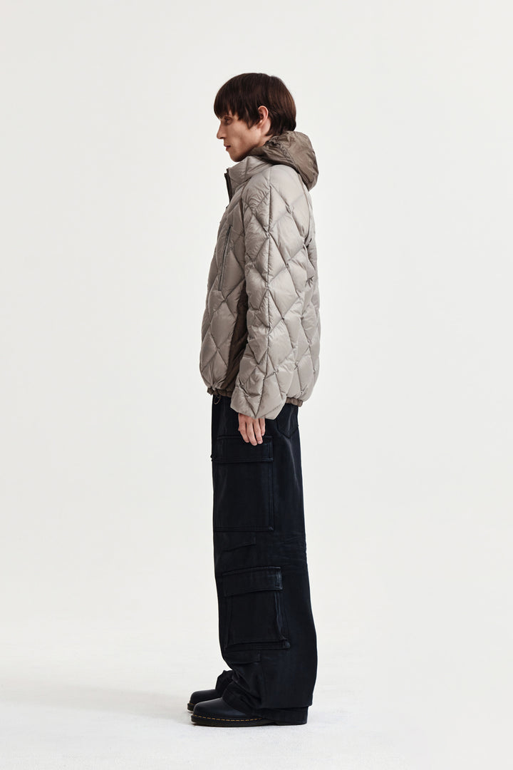 Matin Kim Quilting Hoody Lightweight Jumper — Beige