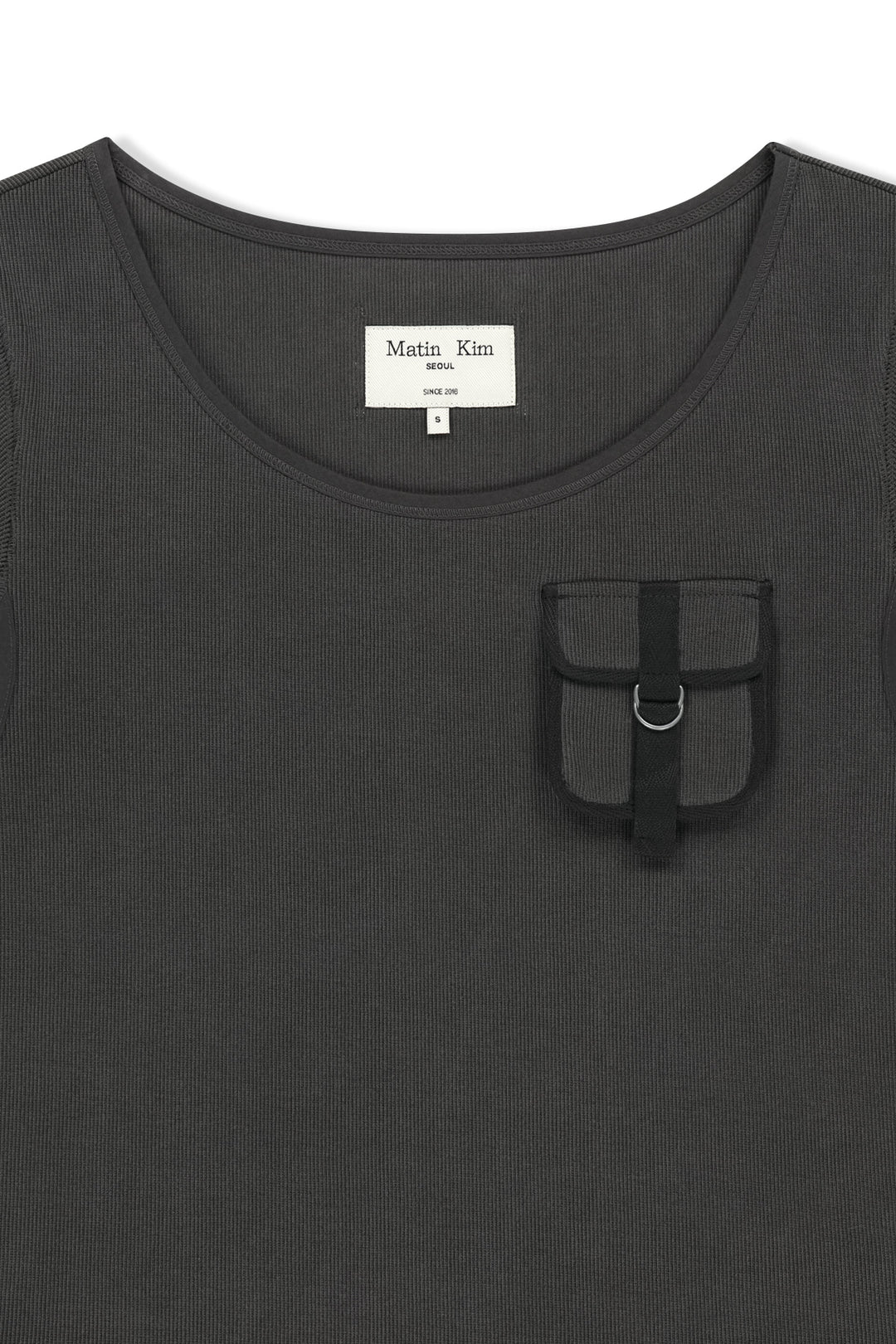 Matin Kim Pocket Point Slim Fit Top — Charcoal