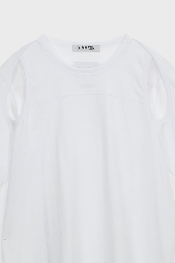KIMMATIN Shoulder Hole Half Sleeve Top — White