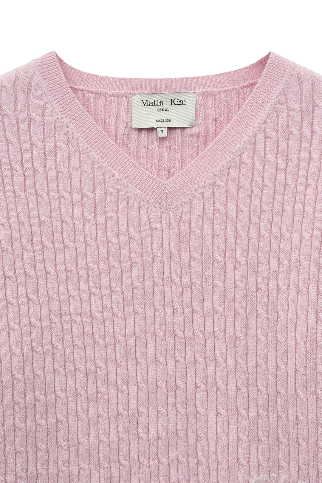 Matin Kim Shiny Cable Pullover — Pink