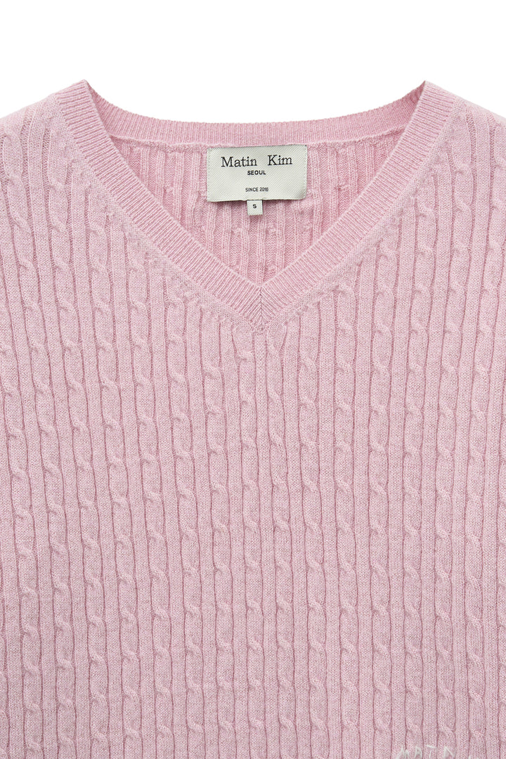 Matin Kim Shiny Cable Pullover — Pink