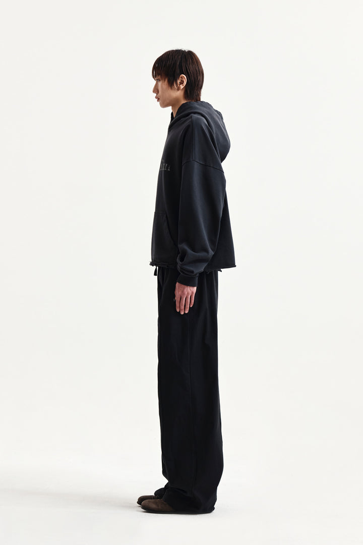 Matin Kim Raw Edge Hem Sweat Hoody — Charcoal