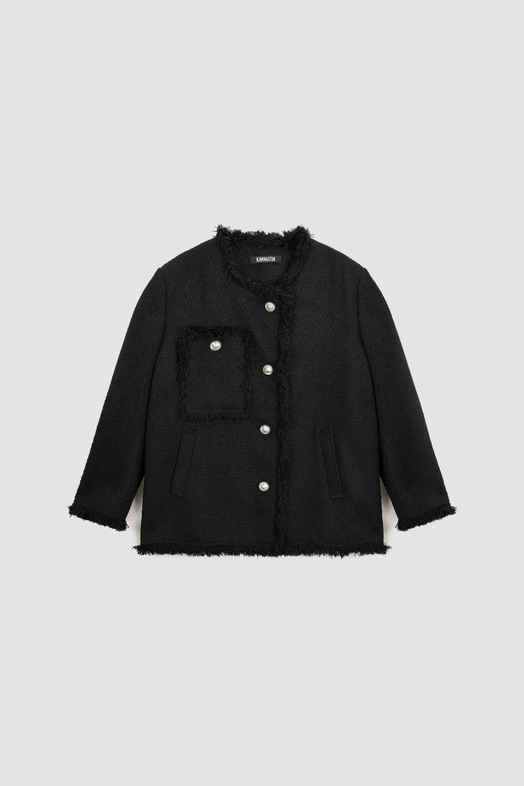 KIMMATIN Patch Pocket Tweed Jacket — Black