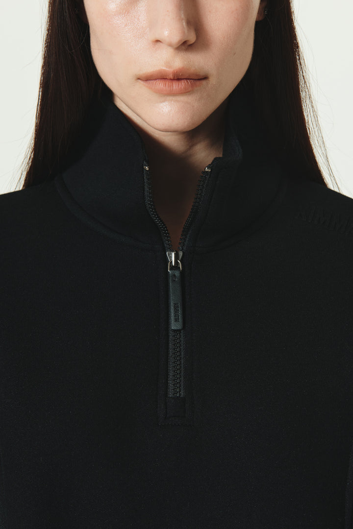 KIMMATIN Loose Half Zip Sweatshirt — Black