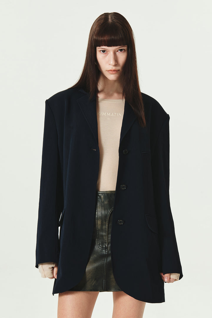 KIMMATIN Tailored Overfit Single Jacket — Dark Navy
