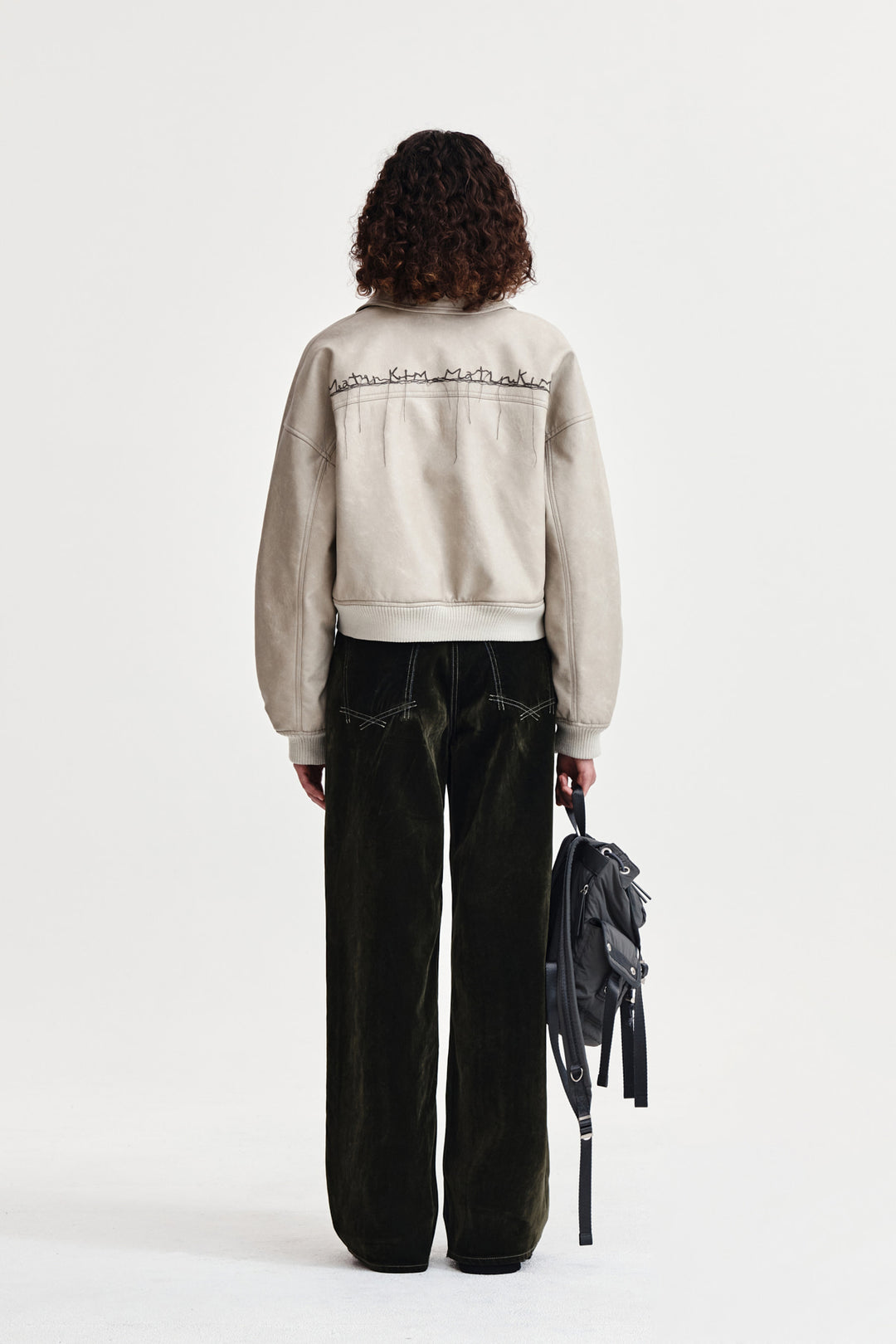Matin Kim Faux Leather Overshirt — Light Grey