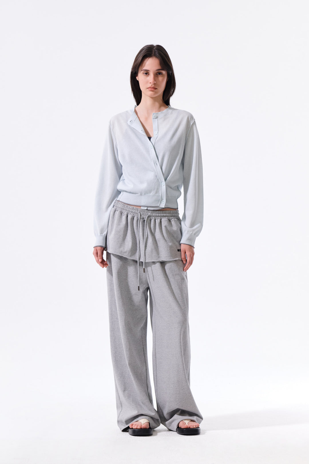 Matin Kim Layered Skirt Jersey Pants — Gray