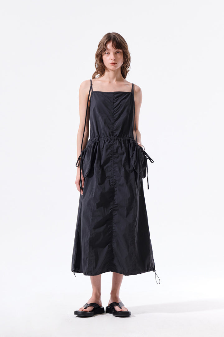 Matin Kim Strap Detail Sleeveless Utility Dress — Charcoal