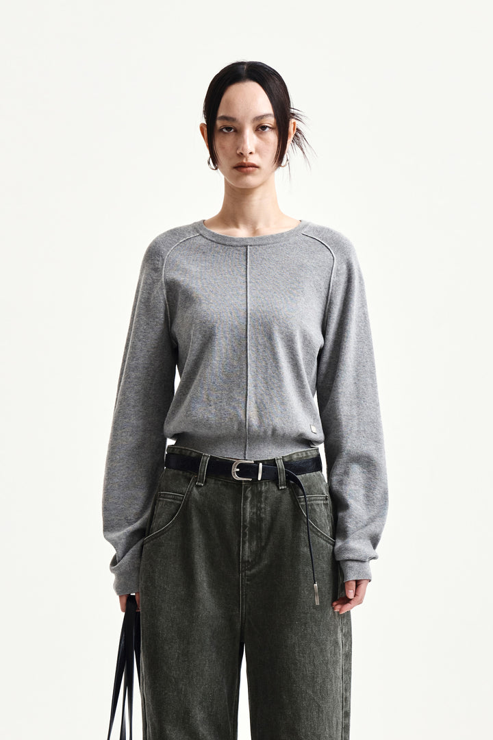 Matin Kim Raglan Sleeve Knit Pullover — Gray