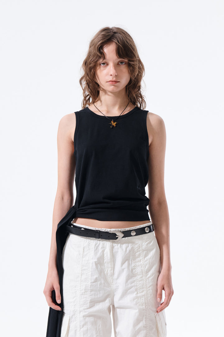 Matin Kim Hem Tie Detail Sleeveless Top — Black