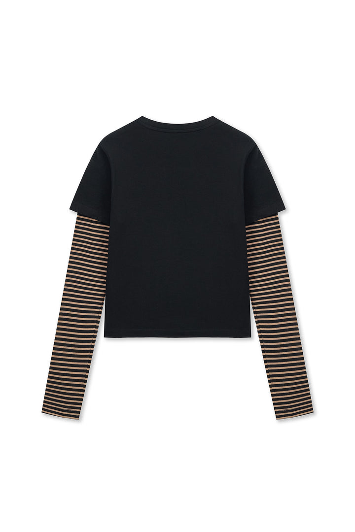 Matin Kim Graffiti Logo Stripe Layered Top — Black