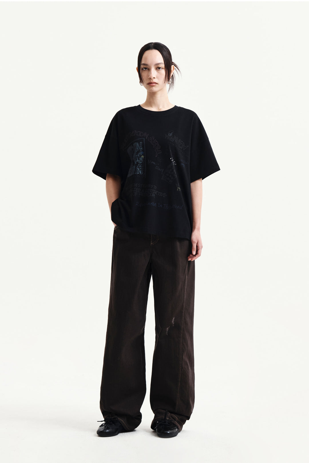 Matin Kim Graffiti Artwork Top — Black
