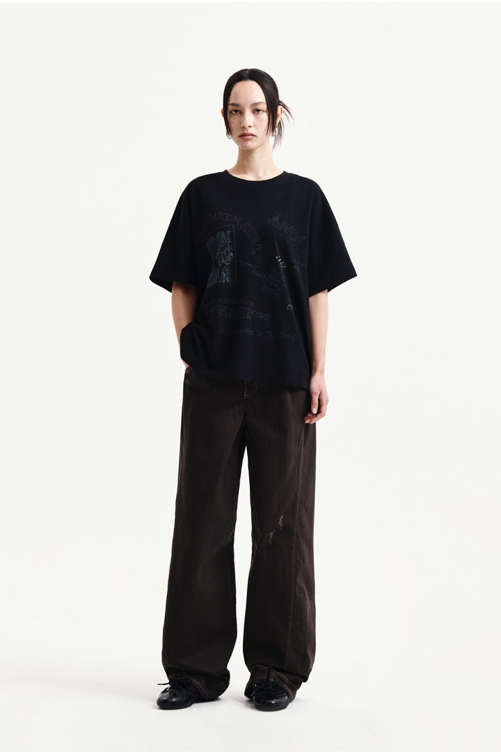 Matin Kim Graffiti Artwork Top — Black