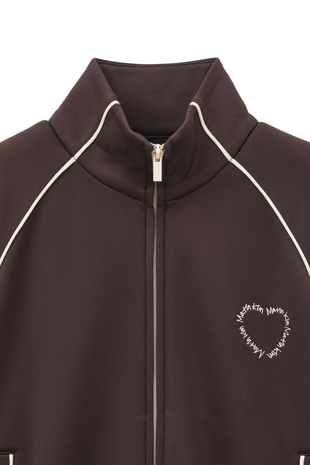 Matin Kim Heart Logo Track Jumper — Brown