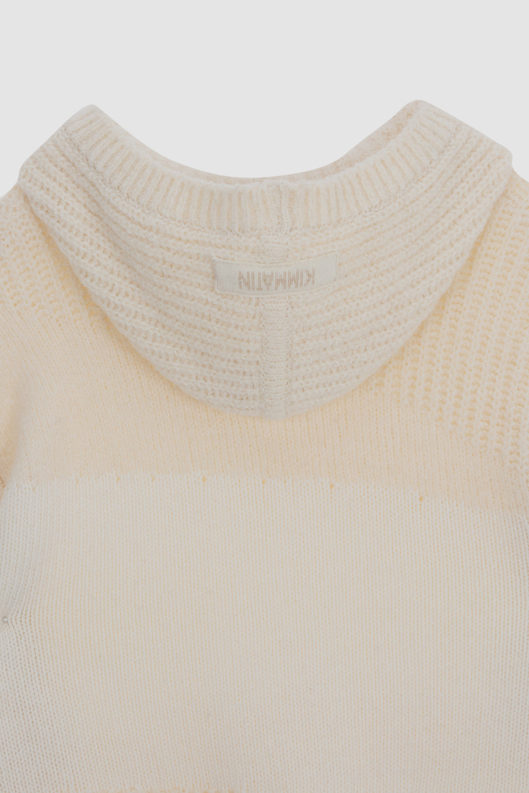 KIMMATIN Color Mix Unbalance Knit Hoody — Ivory