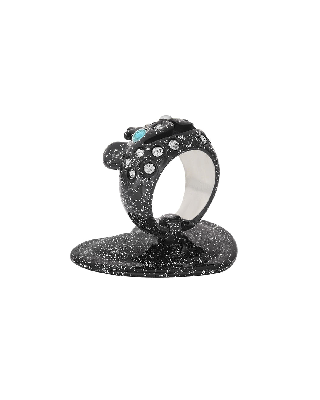 Stand Oil Princess Bear Grip Ring — Glitter Black