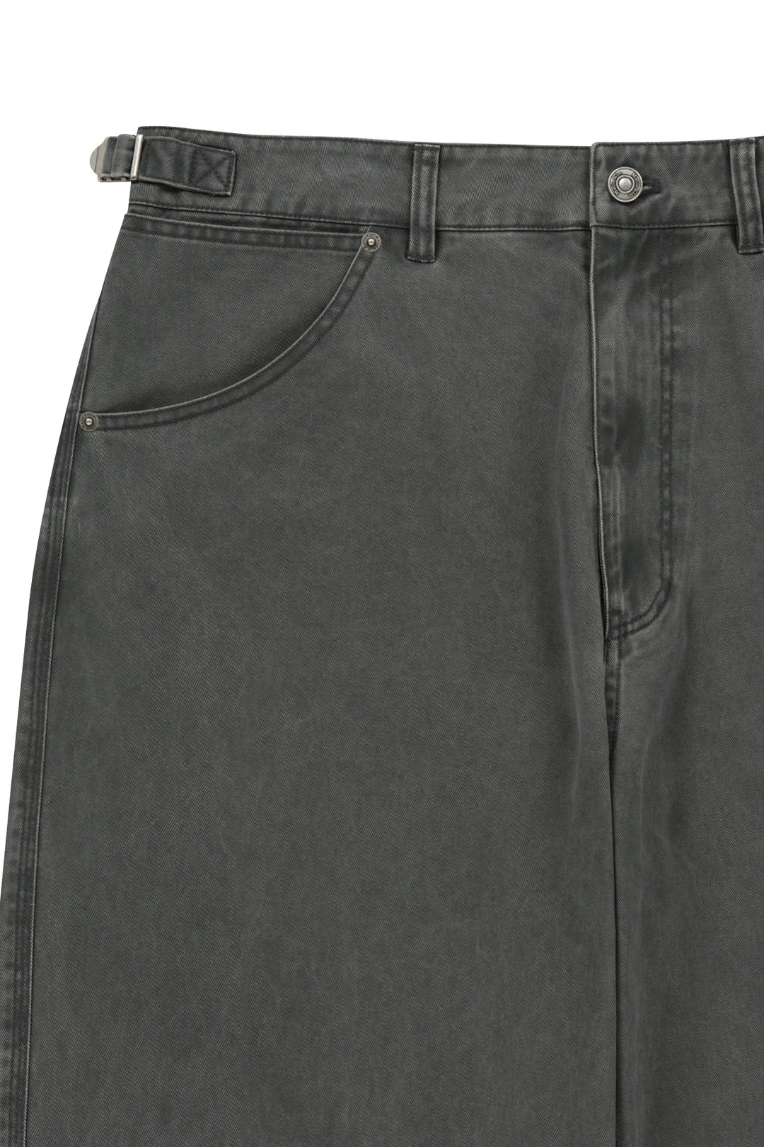 Matin Kim Side Tab Washed Cotton Pants — Charcoal