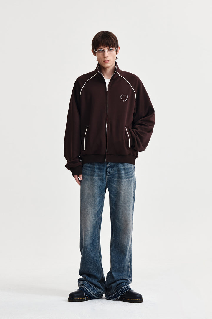 Matin Kim Heart Logo Track Jumper — Brown