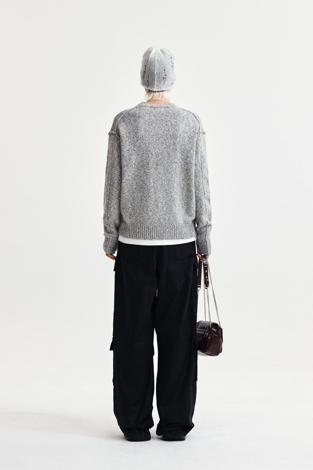 Matin Kim Mixed Yarn Knit Pullover — Gray