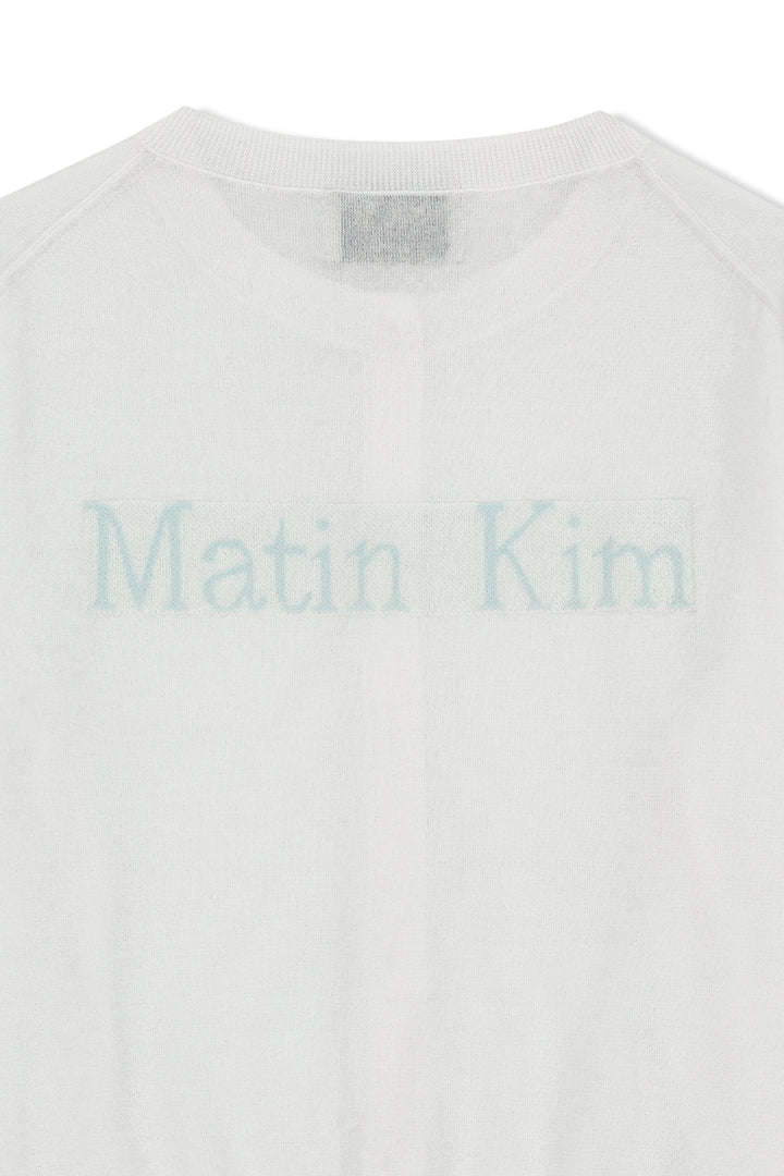 Matin Kim Back Logo Sheer Cardigan — White