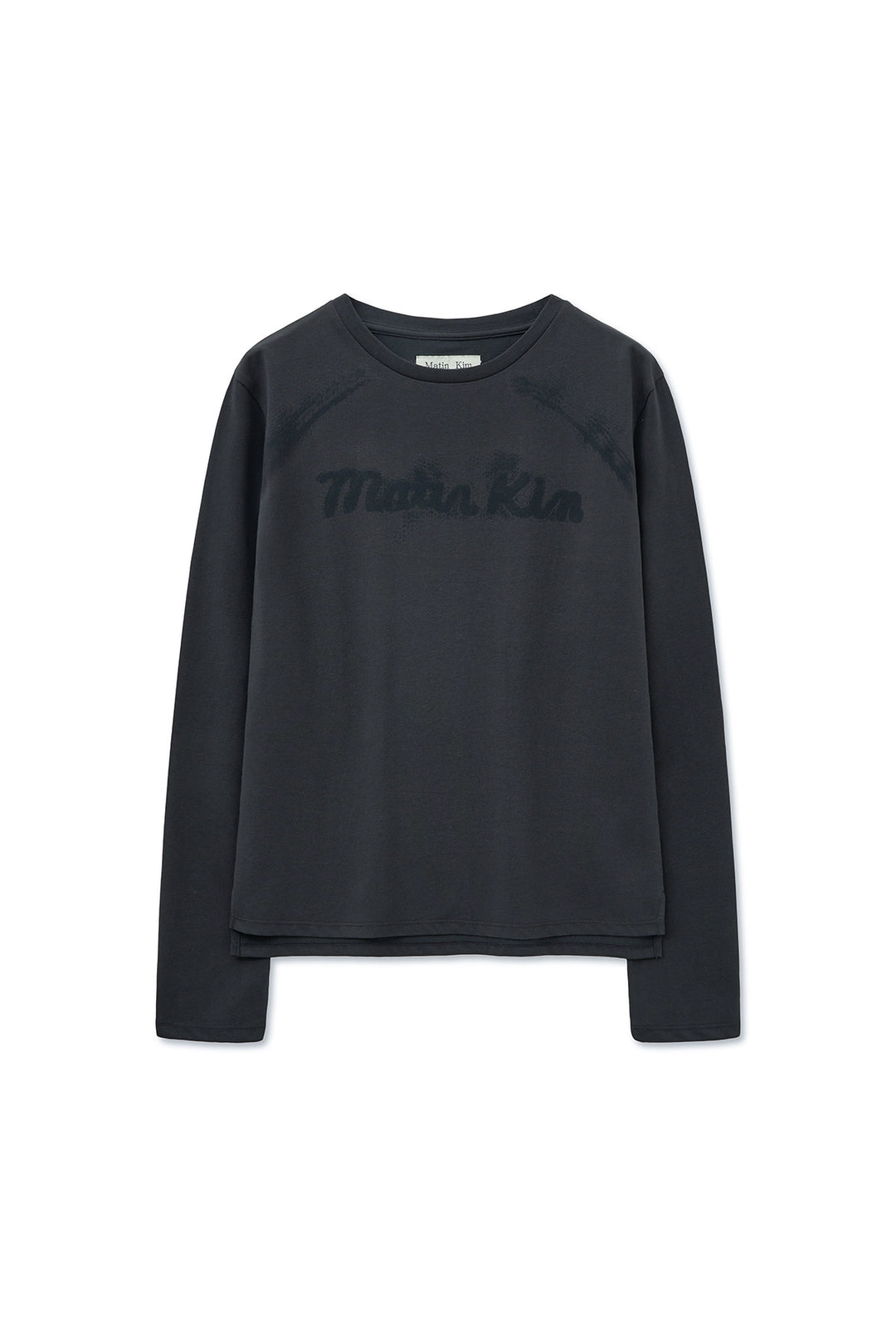 Matin Kim Lettering Graphic Long Sleeve Top — Charcoal