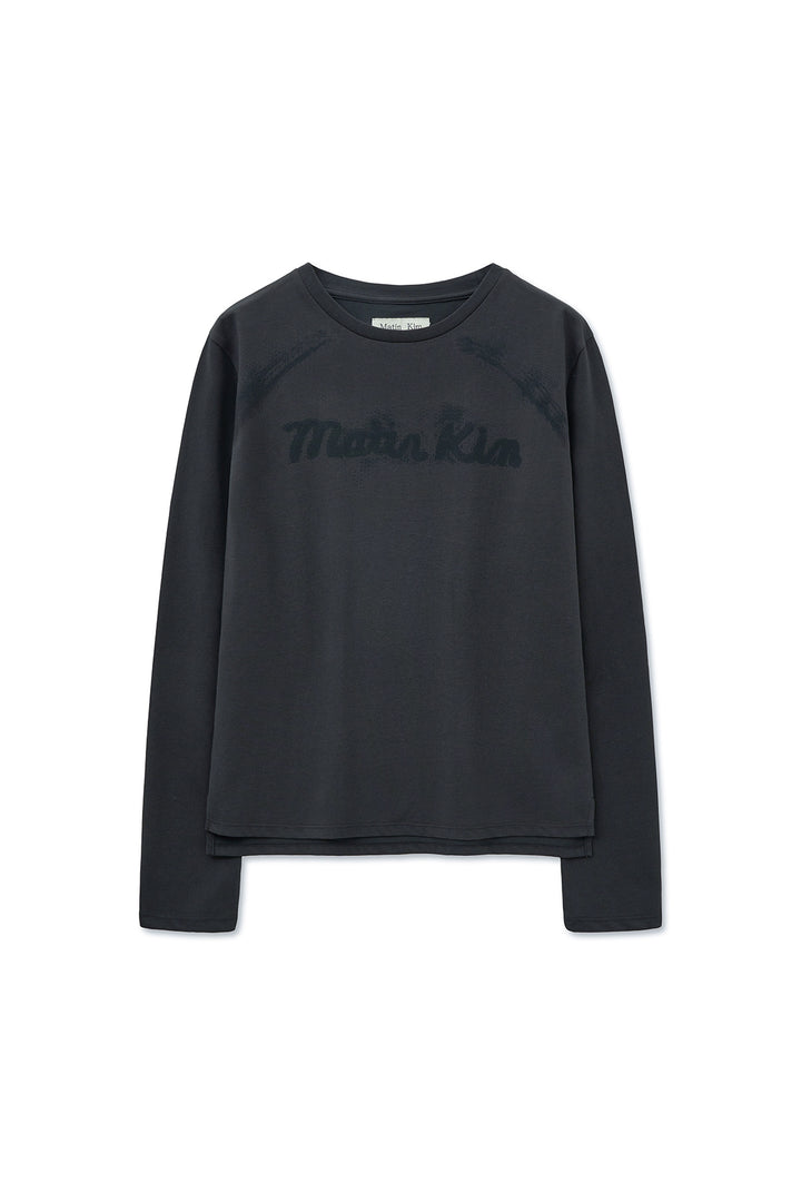 Matin Kim Lettering Graphic Long Sleeve Top — Charcoal